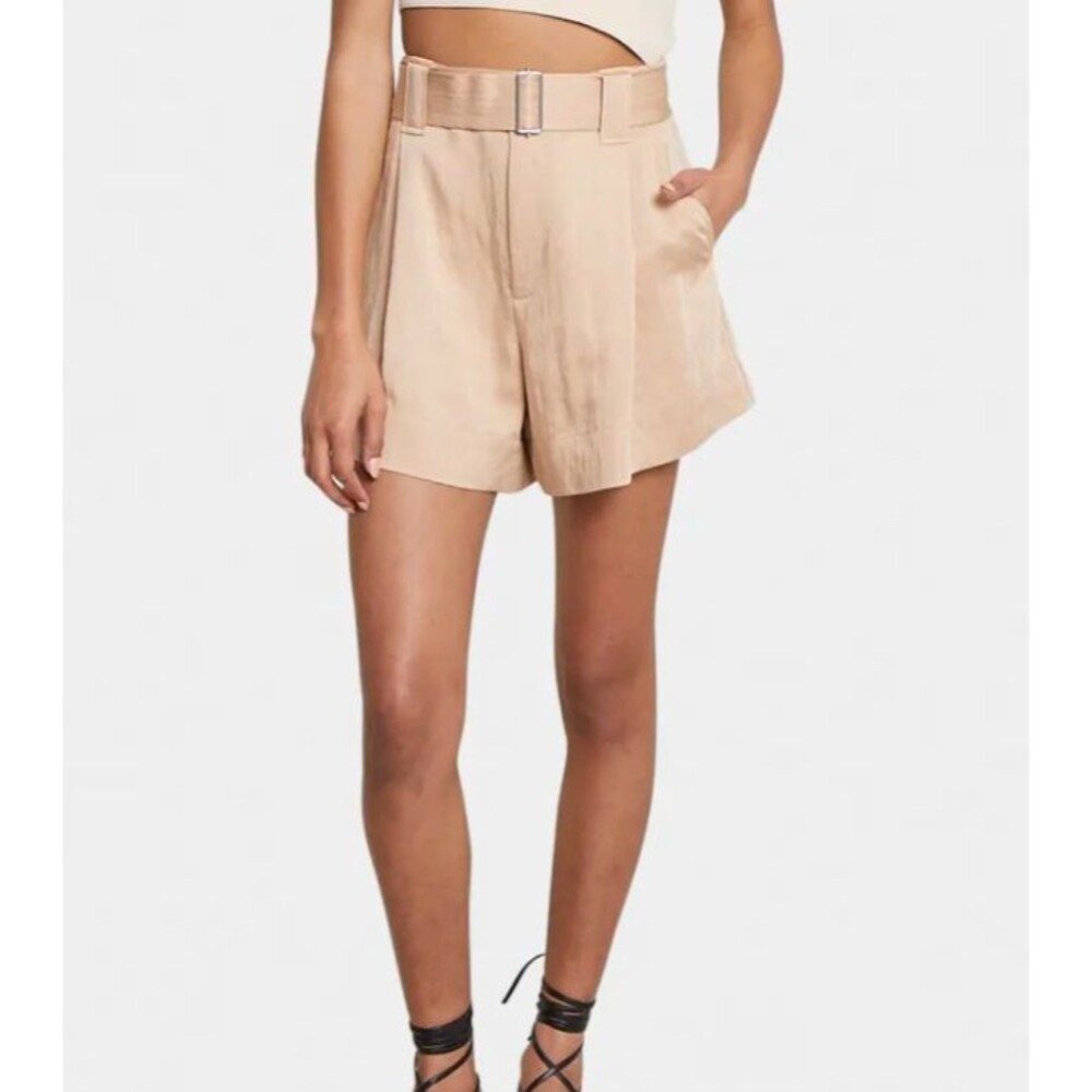 $350 A.L.C. Women's Beige Grayson Belted Shorts Size 8